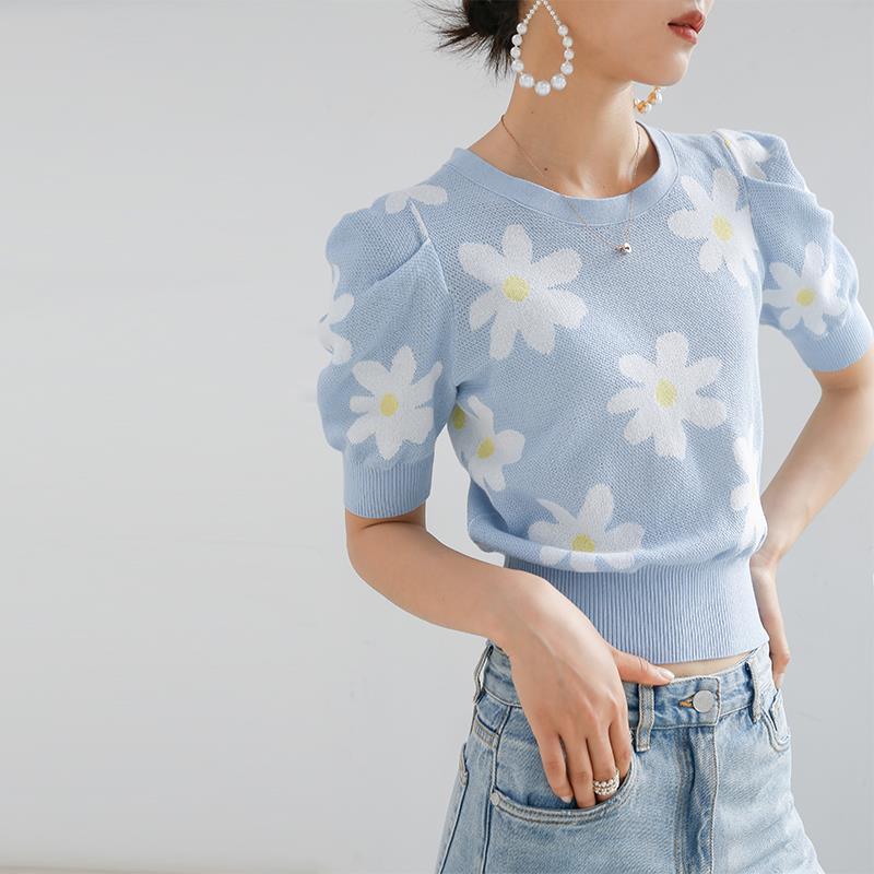 T-shirts Women Elegant Floral Trendy Patchwork Bodycon Summer - Sophinity