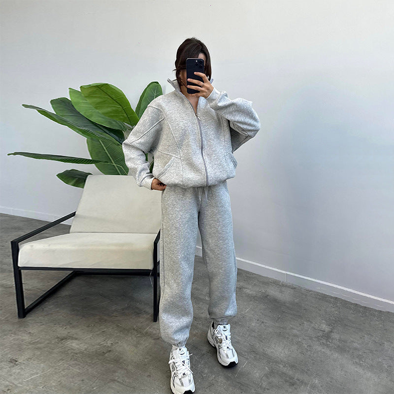 Sports Suits With Pockets Stand-up Collar Zipper Cardigan And Drawstring Trousers Fashion Jogger Set Outfits Tracksuits Women's Clothing - Sophinity