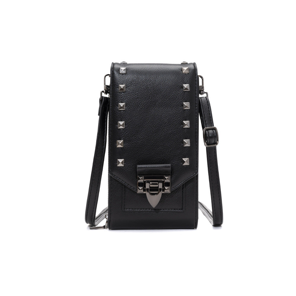 Rivet Design Shoulder Bags Mobile Phone Handbag Solid Color Crossbody Bags Women - Sophinity