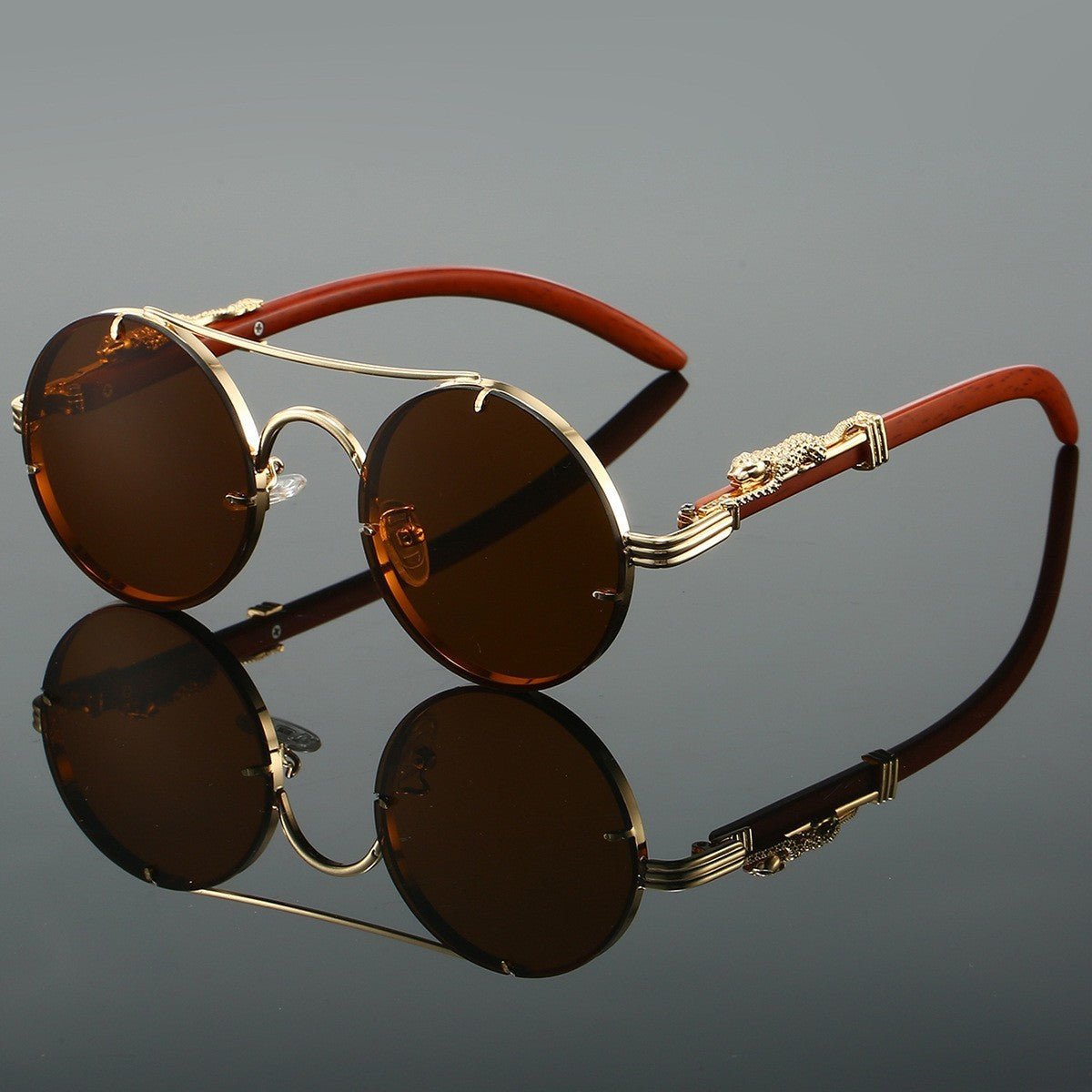 Retro Double Beam Leopard Head Sunglasses - Sophinity