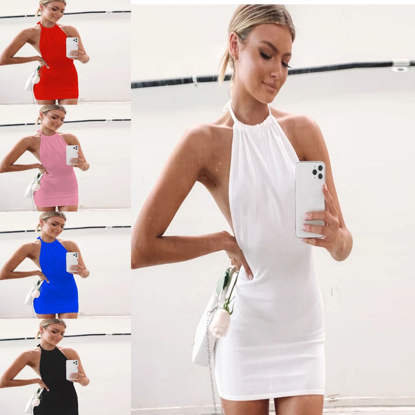 Women's Fashion Casual Solid Color Camisole Dress - Sophinity