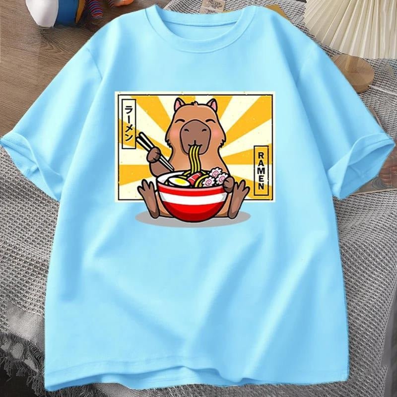 Capybara Cotton T-shirt Men's Clothing Oversized - Sophinity
