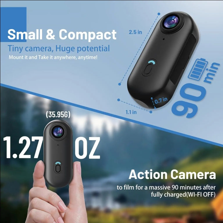 4K UHD & 1080P FHD Mini Body Camera 128GB POV Wearable Camcorder for Vlogging Security Sports | Portable Small Cam with Accessories, Black