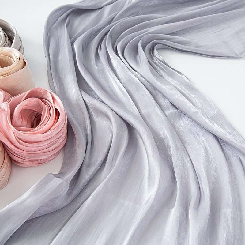 Solid Color Thin Travel Sun Protection Shawl Linen Plain Satin Scarf - Sophinity