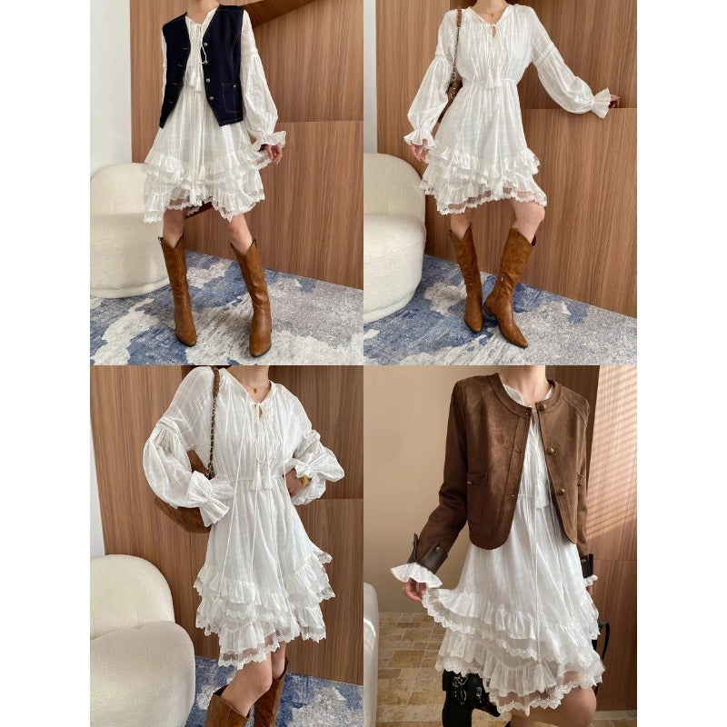 Cinched Patchwork Irregular Layering Dress - Sophinity