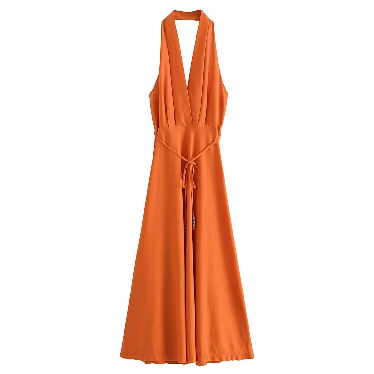 Backless Linen Midi Skirt Dress - Sophinity