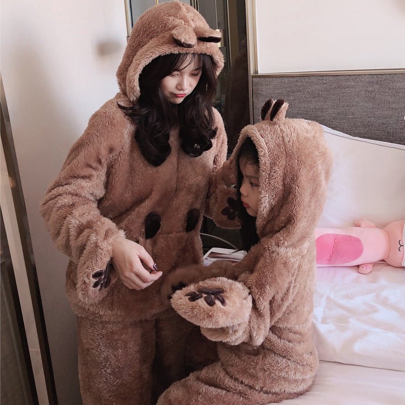 Parent - child Plush Pajamas Gloves Brown Bear Cartoon Cute - Sophinity