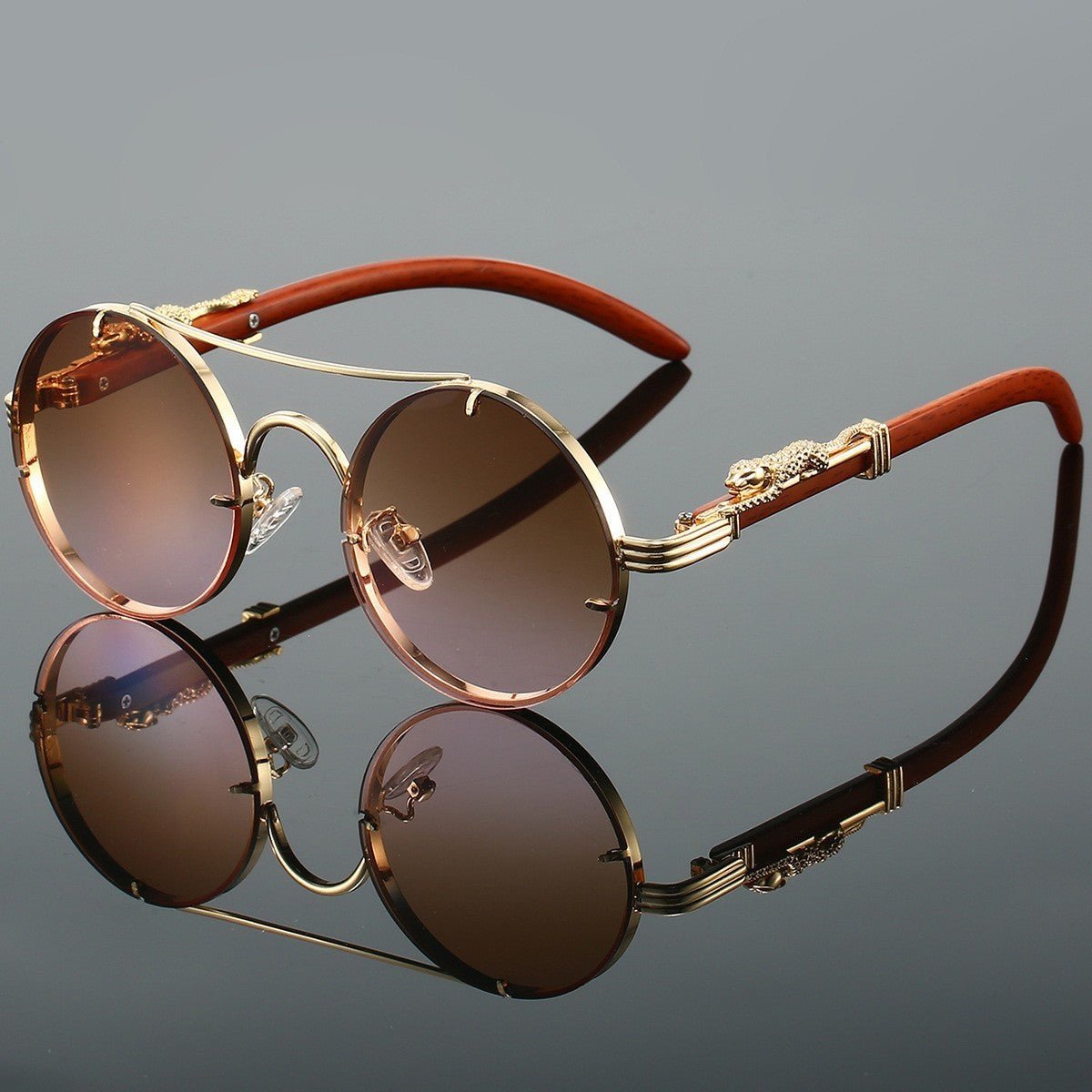 Retro Double Beam Leopard Head Sunglasses - Sophinity