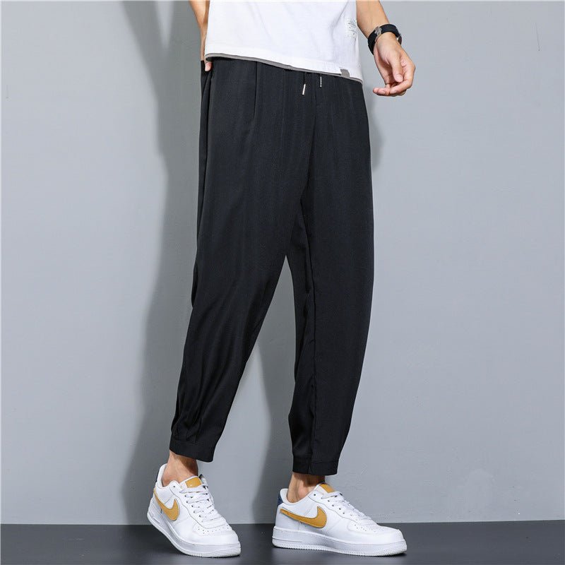 Ice Silk Leisure Draping Student Sports Straight Cropped Pants - Sophinity