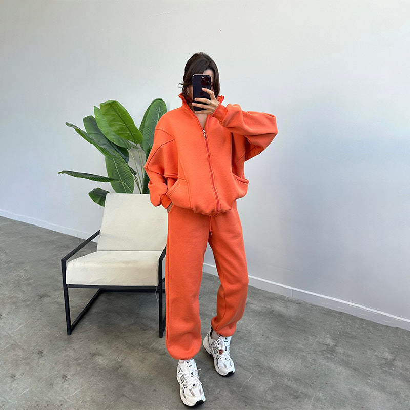 Sports Suits With Pockets Stand-up Collar Zipper Cardigan And Drawstring Trousers Fashion Jogger Set Outfits Tracksuits Women's Clothing - Sophinity