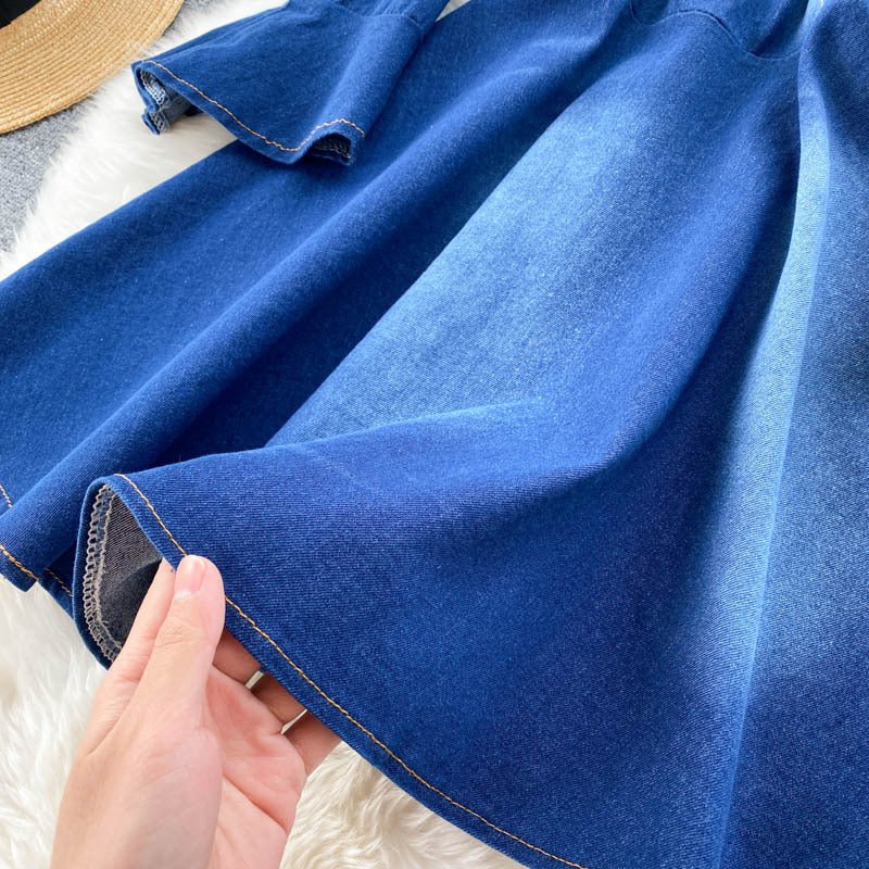 Small One Shoulder Stitching Denim Dress - Sophinity