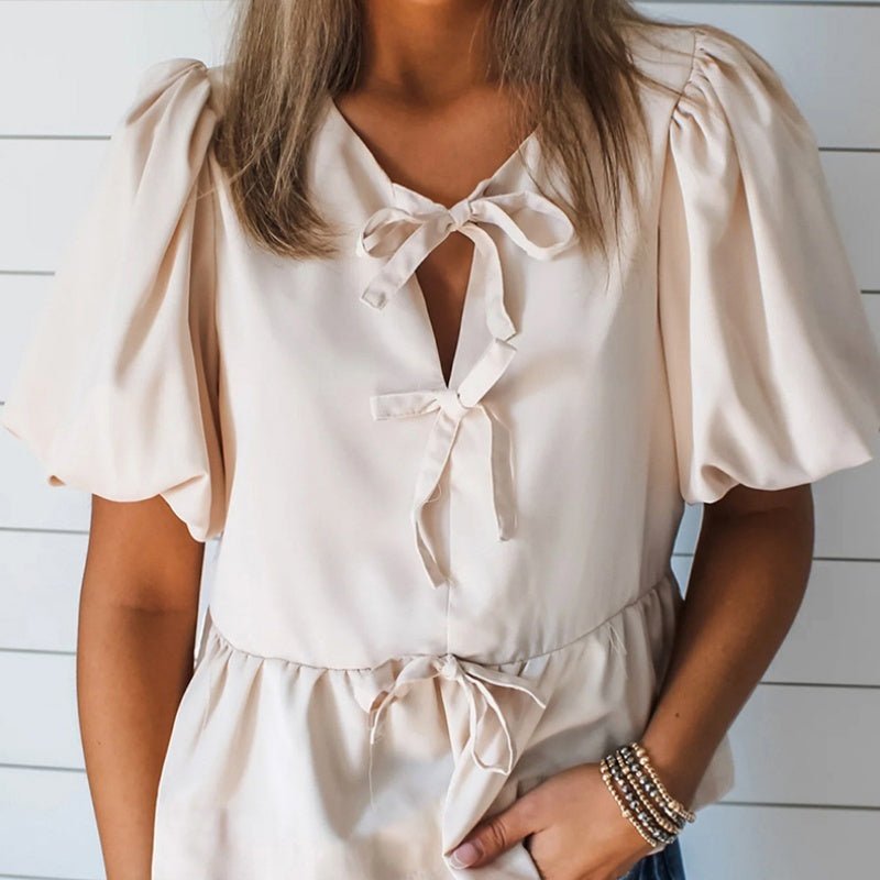 Spring And Summer New Solid Color Pullover Short - sleeved Top For Women - Sophinity