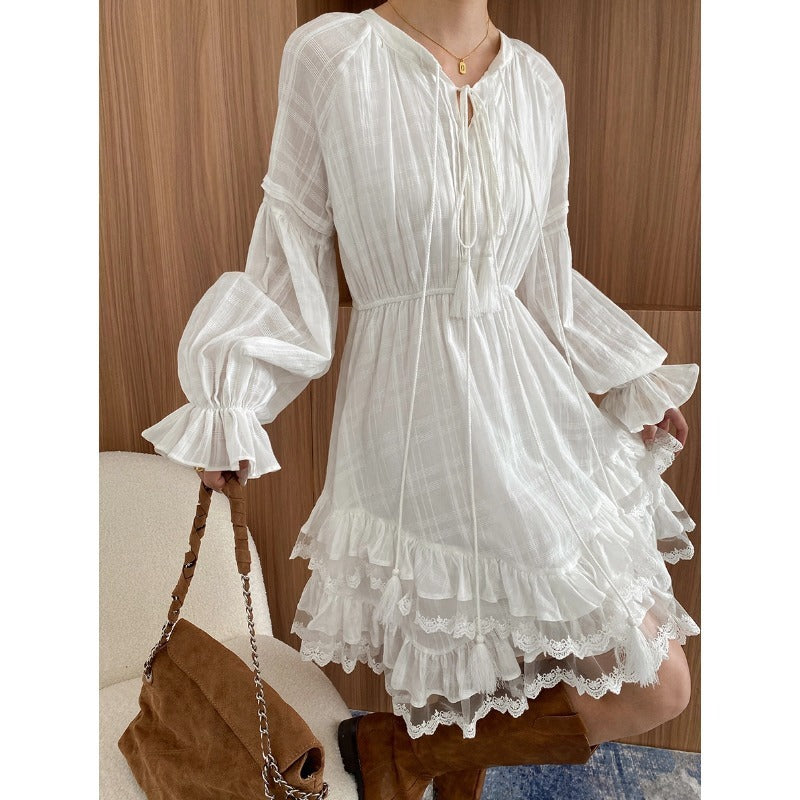 Cinched Patchwork Irregular Layering Dress - Sophinity