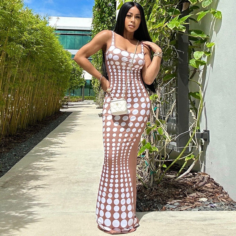European And American Dot Sexy Hollow - out Camisole Backless Fashion Dress - Sophinity