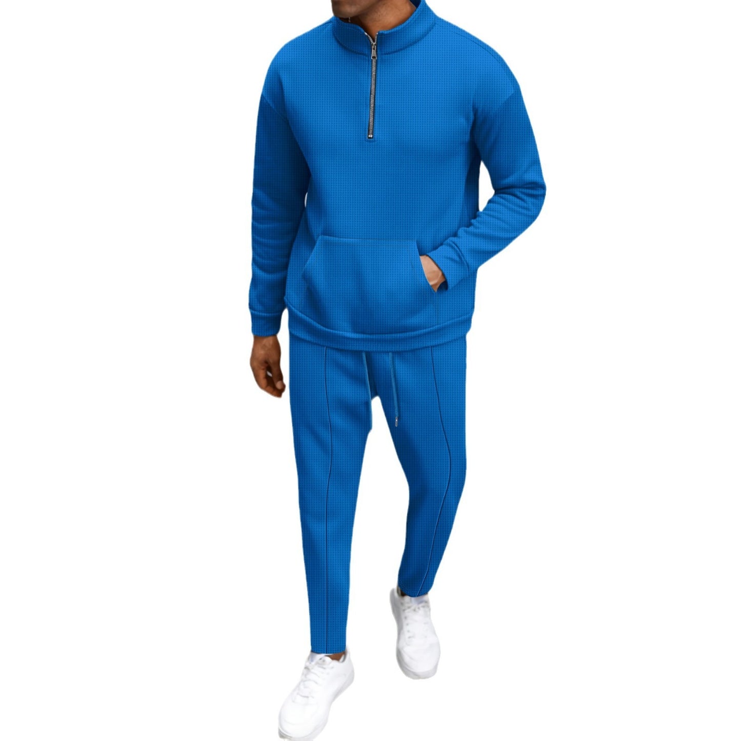 Turtleneck Half Zip Pocket Long Sleeve Sweater Trousers Casual Suit - Sophinity