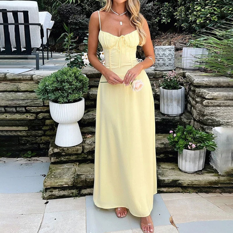 Cross-border Women's Clothing Elegant Lace-up Backless A- Line Dress - Sophinity