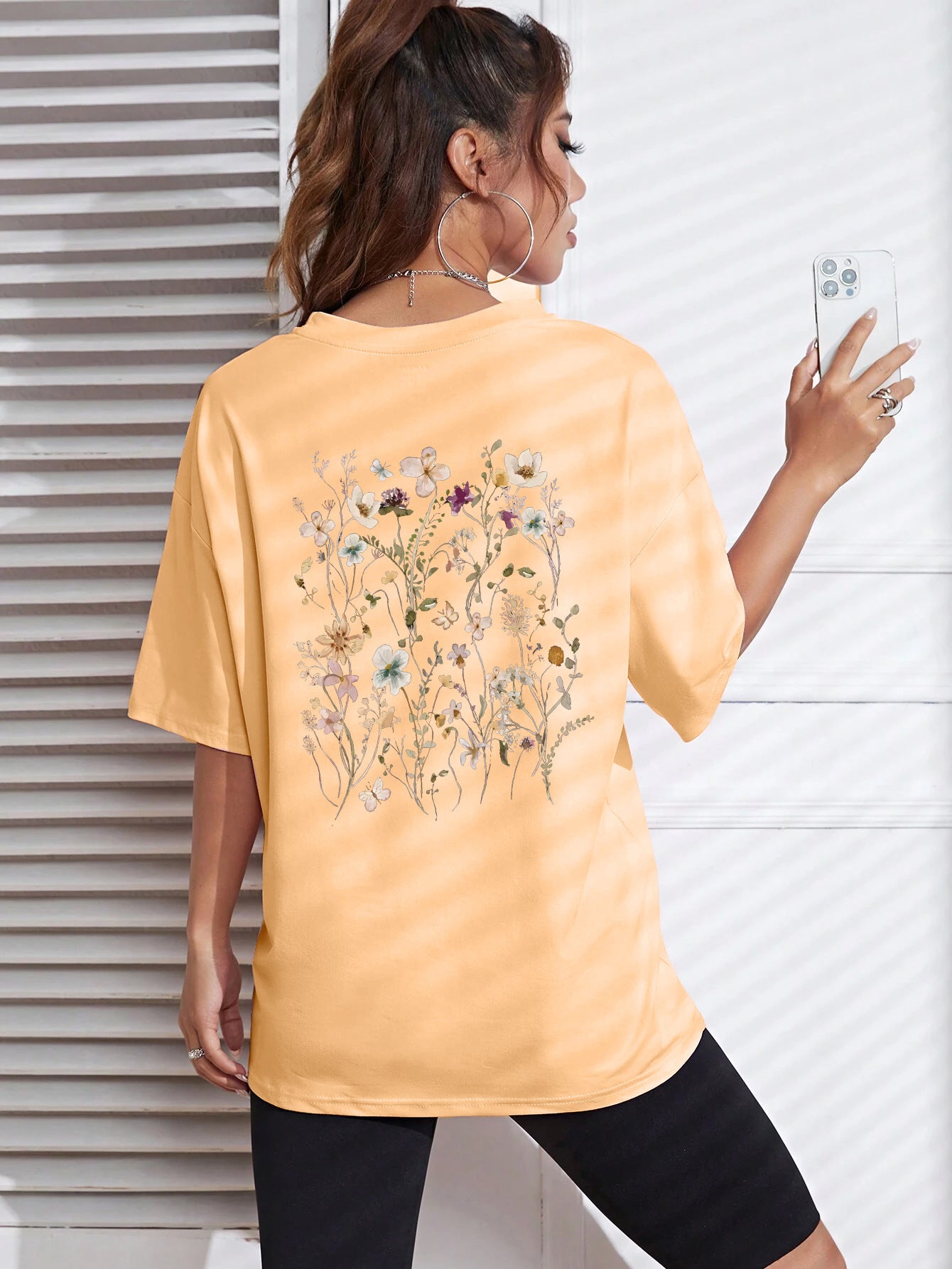 Beautiful Flower Clusters Print Cotton Women T-shirts Casual - Sophinity