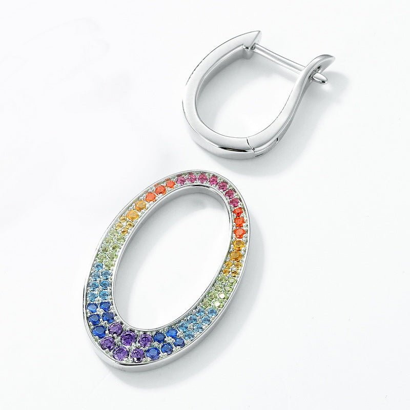 S925 Silver Rainbow Ear Ring Detachable Two - piece Vintage Zircon Earrings For Women - Sophinity