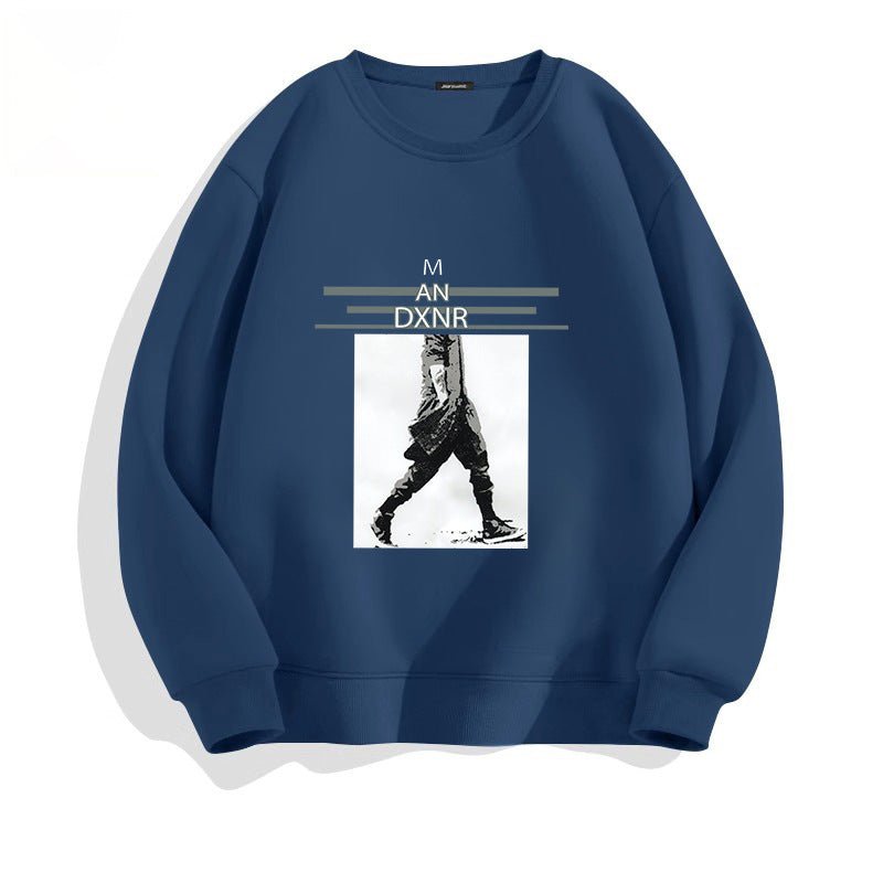 Men's Casual All - matching Round Neck Long Sleeve Top Loose Leisure Sweater - Sophinity