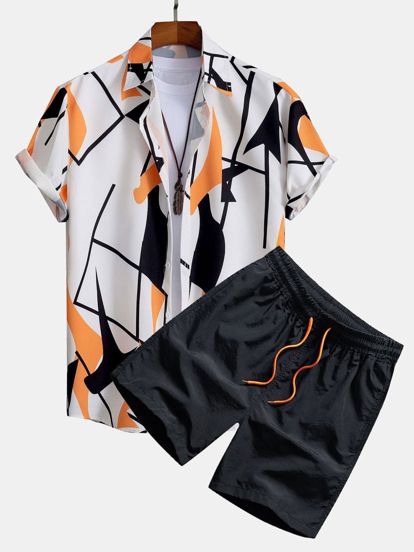 Men's Casual Suit 3D Digital Printing Short Sleeve Shirt Hawaii Suit - Sophinity