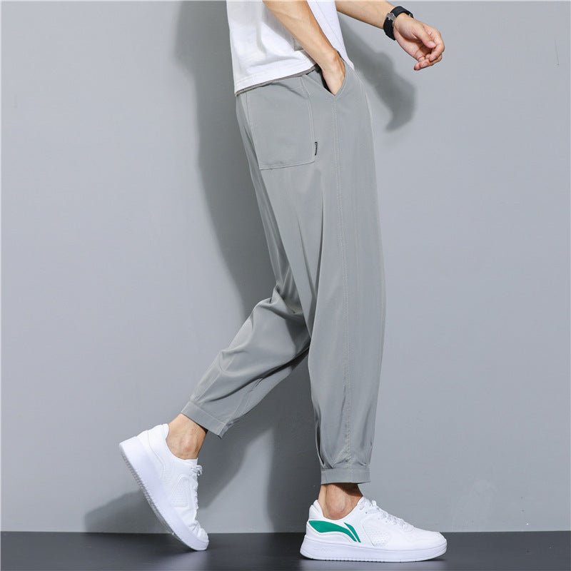 Ice Silk Leisure Draping Student Sports Straight Cropped Pants - Sophinity