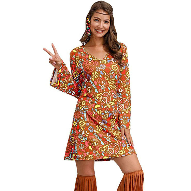 Hippie Clothing Print Dress Women - Sophinity