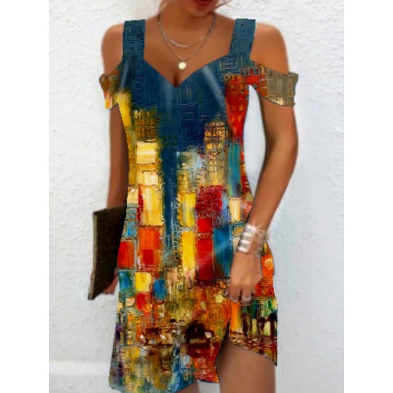 Cross - border European And American Women's Summer Foreign Trade New Printing Elegant Dress - Sophinity