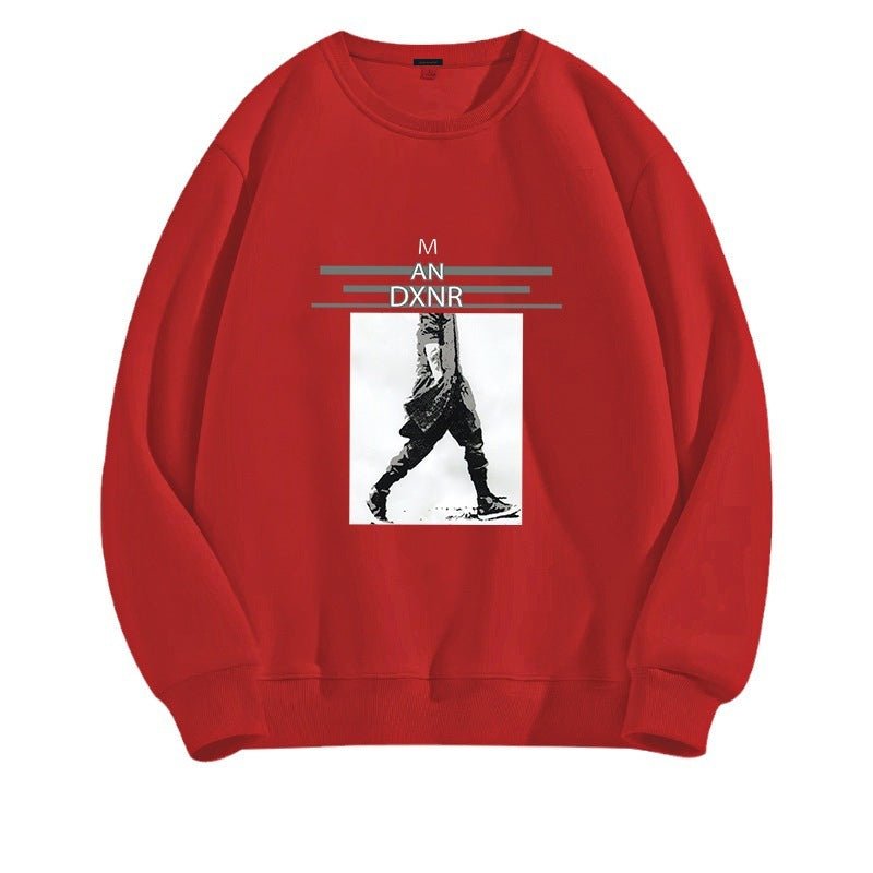 Men's Casual All - matching Round Neck Long Sleeve Top Loose Leisure Sweater - Sophinity