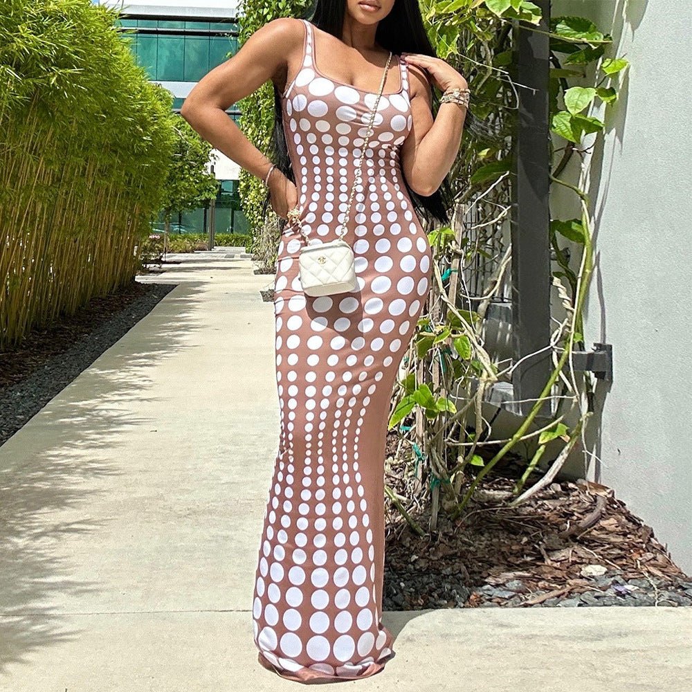 European And American Dot Sexy Hollow - out Camisole Backless Fashion Dress - Sophinity