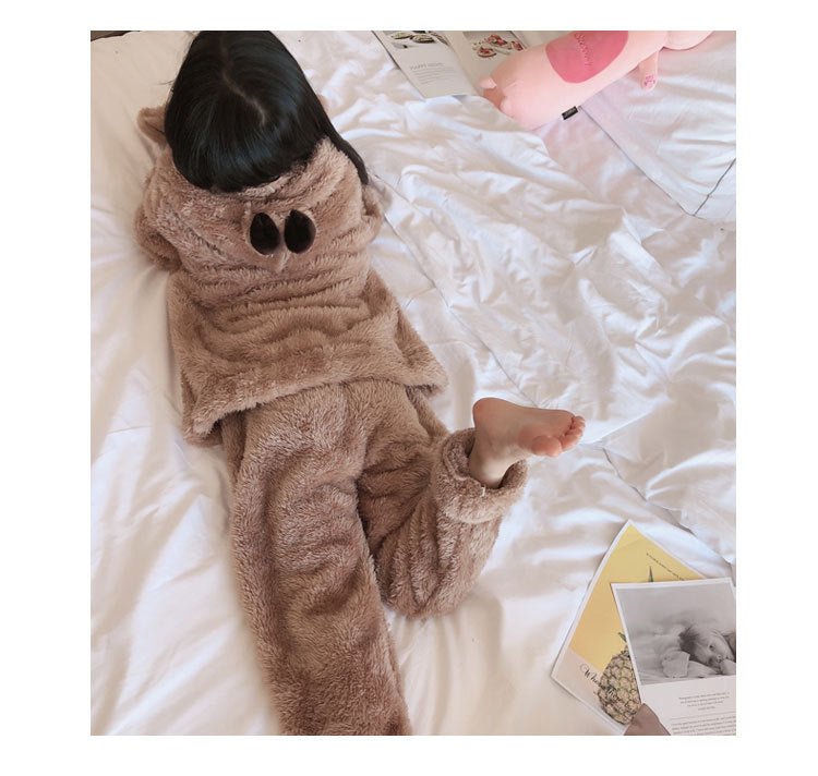 Parent - child Plush Pajamas Gloves Brown Bear Cartoon Cute - Sophinity