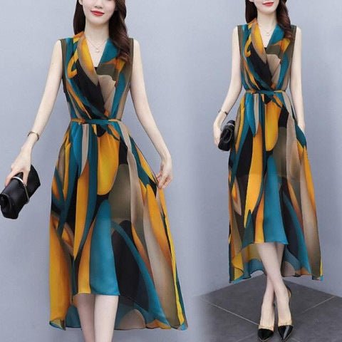 Plus Size Sleeveless Waist - tight Dress Women - Sophinity