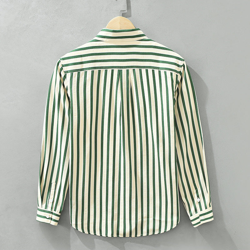Vertical Striped Long-sleeved Shirt Loose - Sophinity