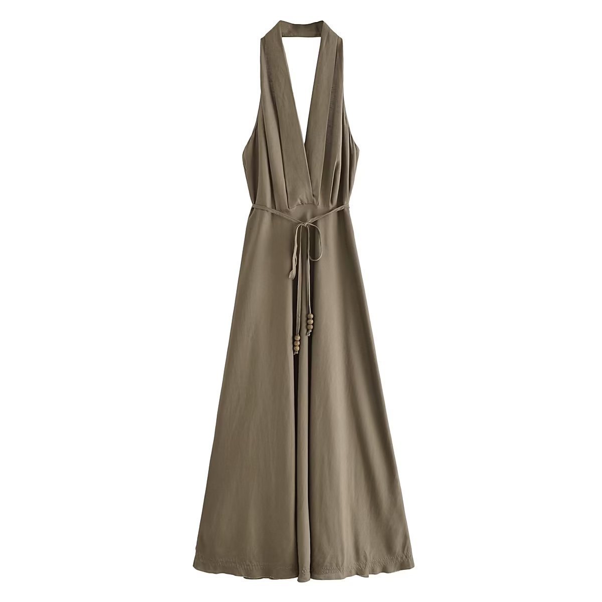 Backless Linen Midi Skirt Dress - Sophinity