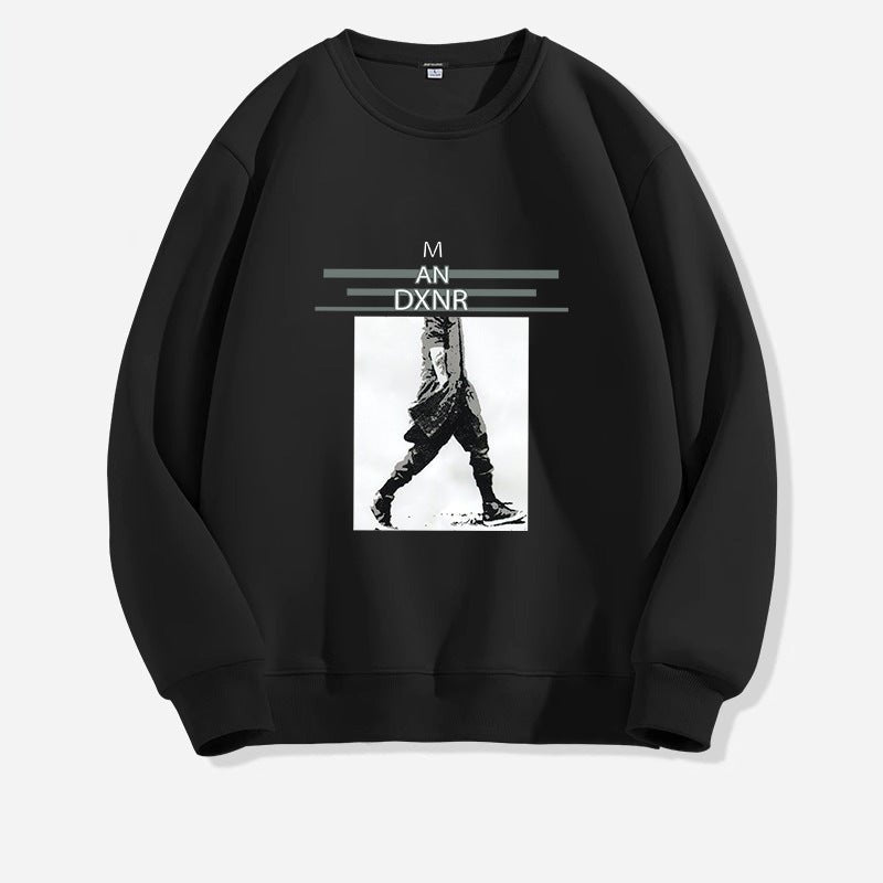 Men's Casual All - matching Round Neck Long Sleeve Top Loose Leisure Sweater - Sophinity