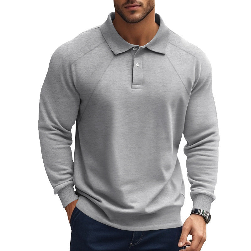 Spring And Autumn Polo Collar Solid Color Casual Bottoming American Polo Shirt Men - Sophinity