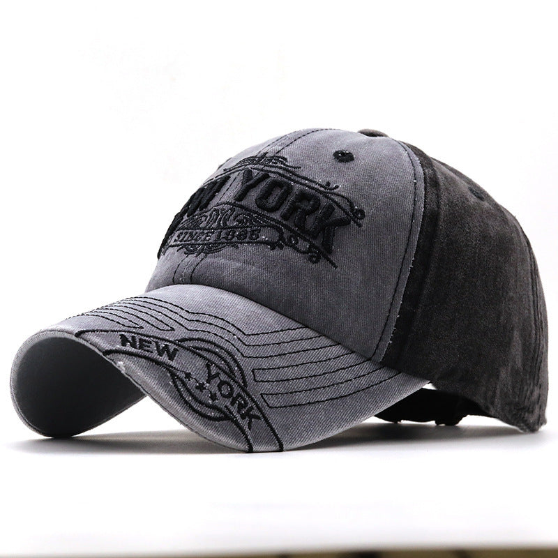 NEW YORK Big Alphabet Embroidery Baseball Cap Washed Distressed Peaked Cap - Sophinity