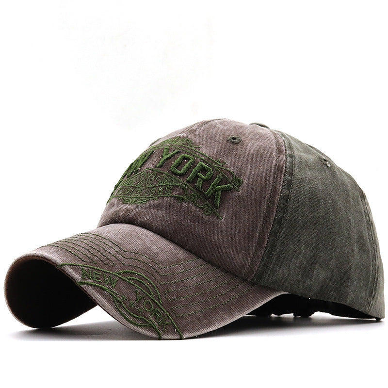NEW YORK Big Alphabet Embroidery Baseball Cap Washed Distressed Peaked Cap - Sophinity