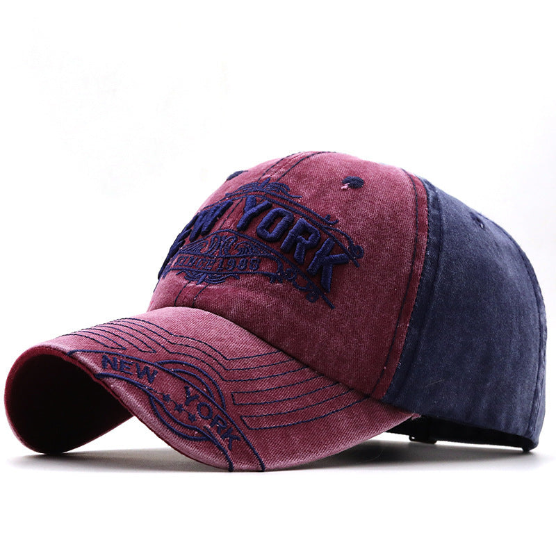 NEW YORK Big Alphabet Embroidery Baseball Cap Washed Distressed Peaked Cap - Sophinity
