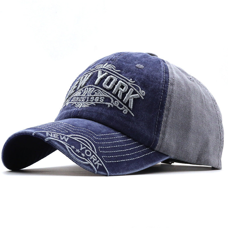 NEW YORK Big Alphabet Embroidery Baseball Cap Washed Distressed Peaked Cap - Sophinity