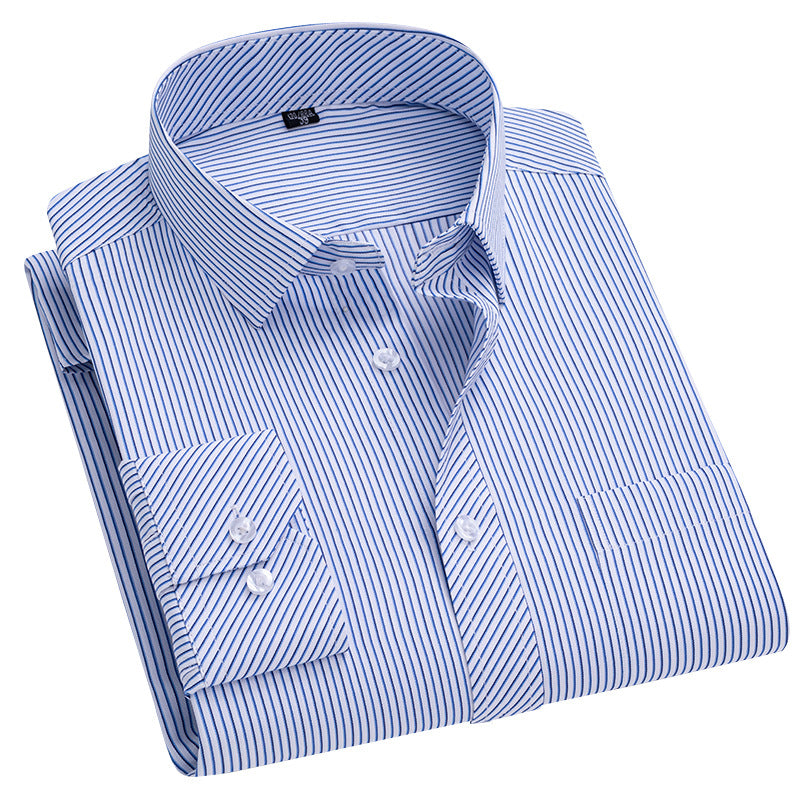 Men's Long-sleeved Plaid Middle-aged Business Square Collar Shirt - Sophinity