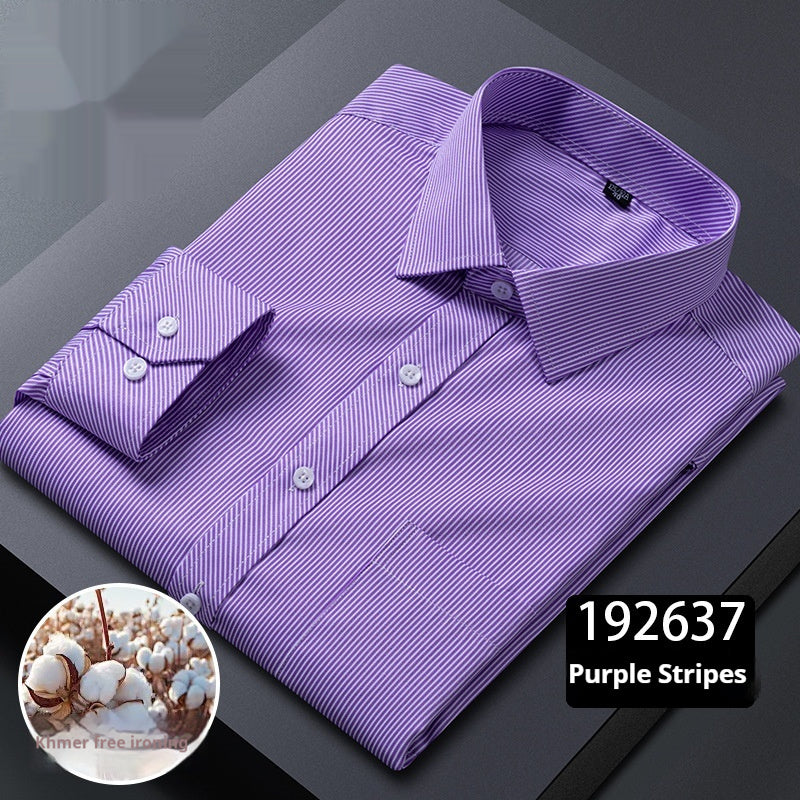 Men's Long-sleeved Plaid Middle-aged Business Square Collar Shirt - Sophinity