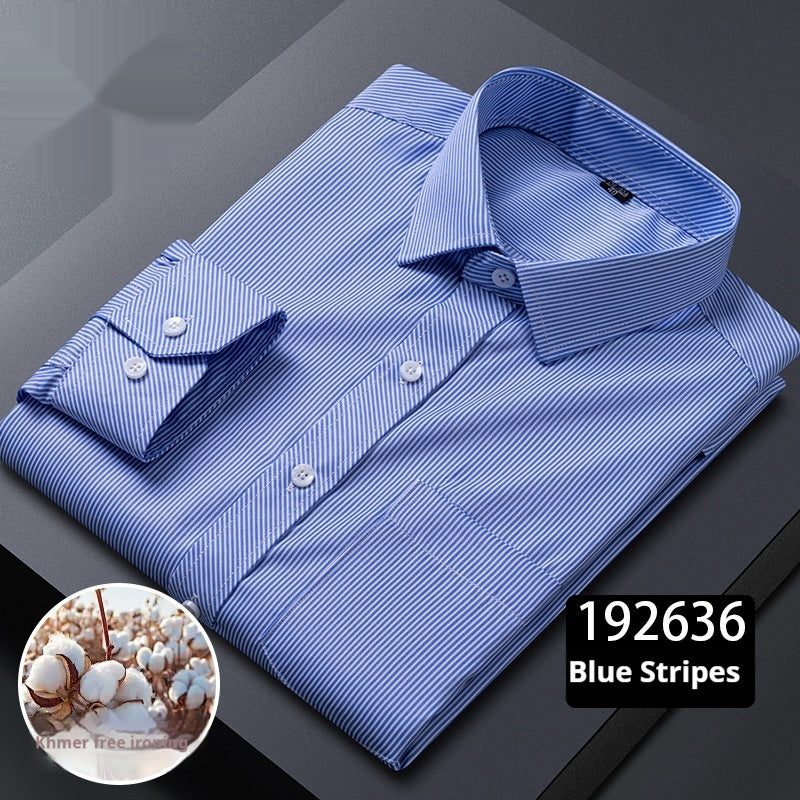 Men's Long-sleeved Plaid Middle-aged Business Square Collar Shirt - Sophinity