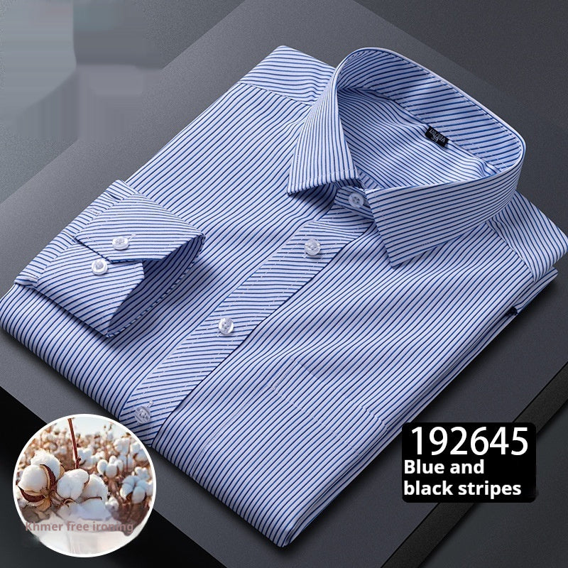 Men's Long-sleeved Plaid Middle-aged Business Square Collar Shirt - Sophinity