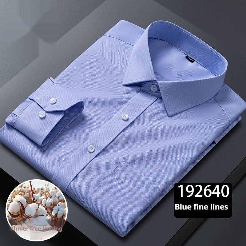 Men's Long-sleeved Plaid Middle-aged Business Square Collar Shirt - Sophinity