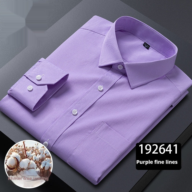 Men's Long-sleeved Plaid Middle-aged Business Square Collar Shirt - Sophinity