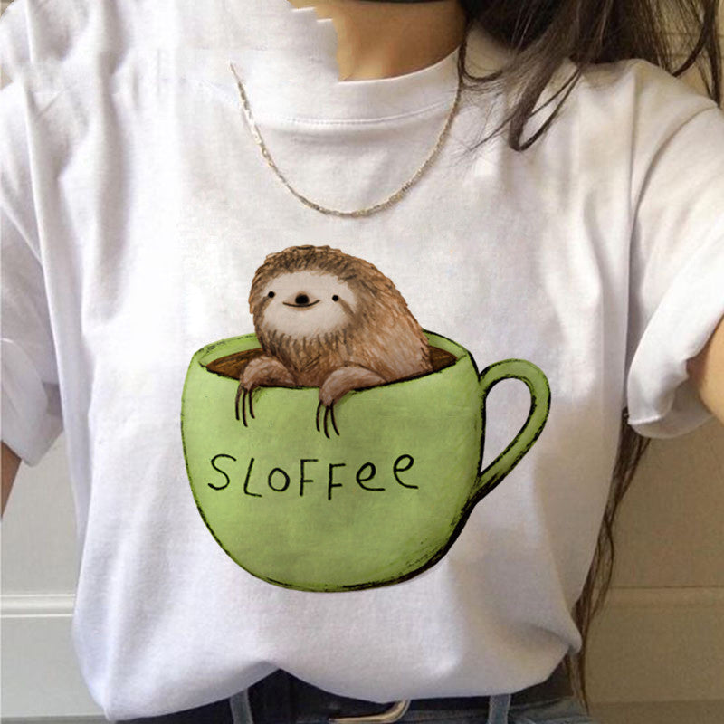 Sloth Kawaii Printed Women T-shirts - Sophinity