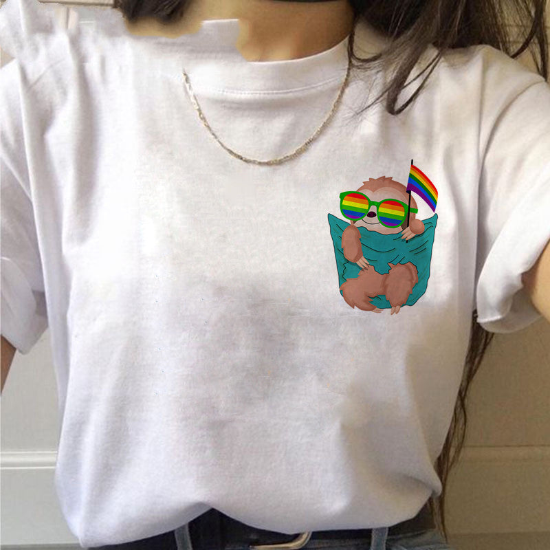 Sloth Kawaii Printed Women T-shirts - Sophinity