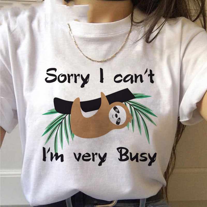 Sloth Kawaii Printed Women T-shirts - Sophinity