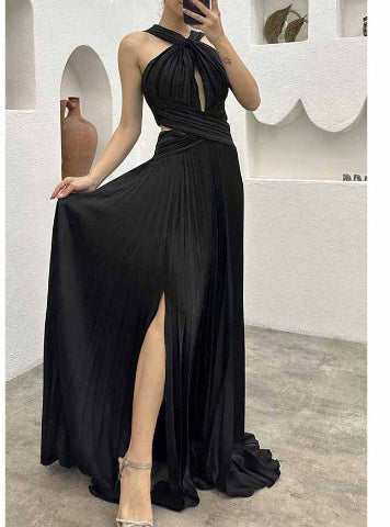 Sleeveless Solid Color Irregular Long Dress Formal For Women - Sophinity