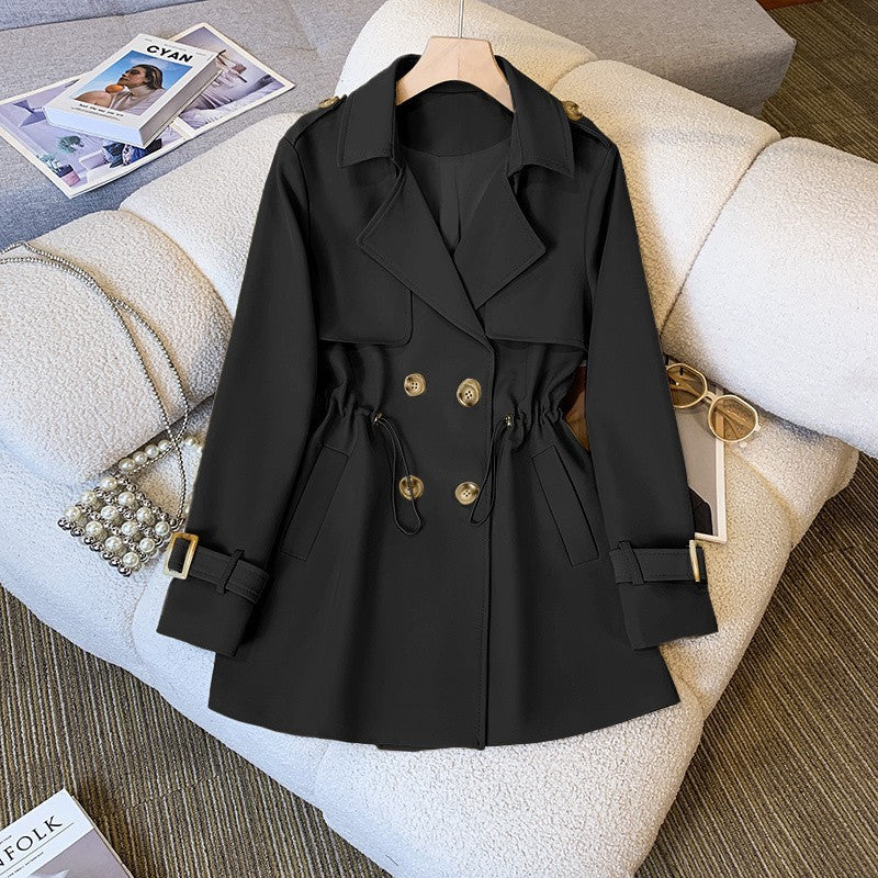Women's Fashion Tailored Collar Trench Coat Waist Trimming Coat